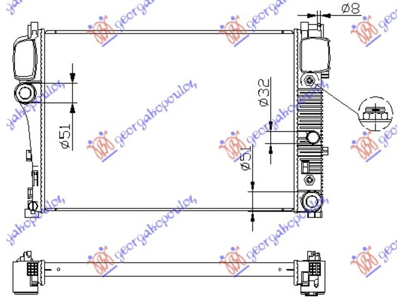 HLADNJAK MOTORA (AUTO) (64x44x36) MERCEDES S CLASS (W221) 05-13