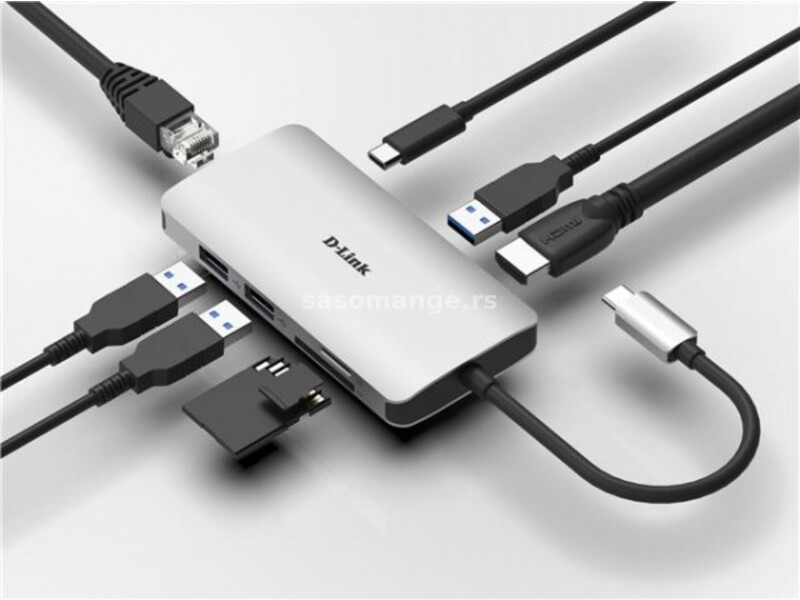 USB HUB USB-C--&gt;USB-3.0,USB-C,RJ45,HDMI,D-Link, DUB-M810