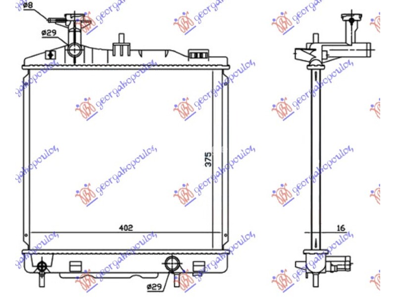 HLADNJAK MOTORA 1.0/1.2 BENZIN (MAN) (375x395x16) MITSUBISHI SPACE STAR 13-16