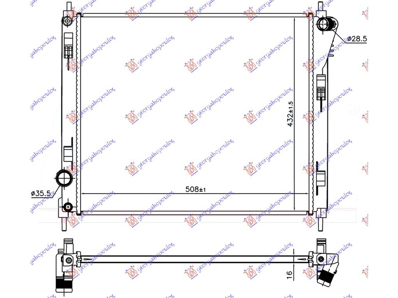 HLADNJAK MOTORA 1.2 DIG-TURBO BENZIN (508x432x16) NISSAN PULSAR 15-