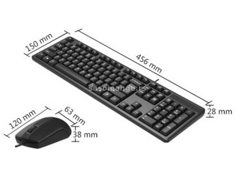 A4-KRS-3330 A4Tech tastatura YU-LAYOUT + mis USB, Grey