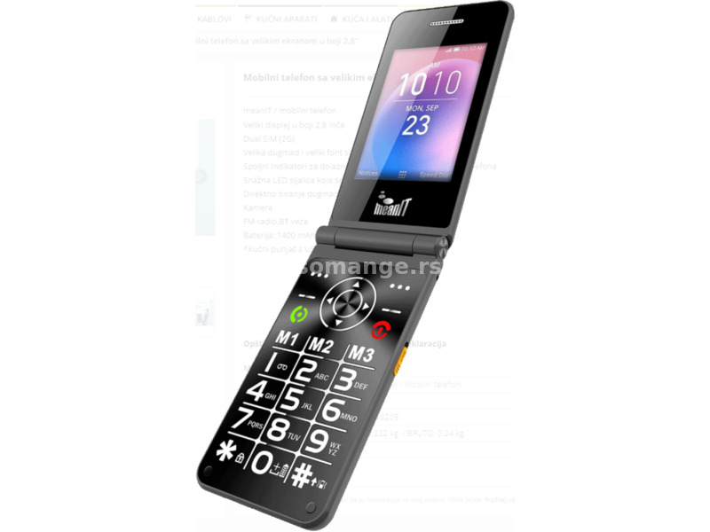 FLIP XXL MOBILNI TELEFON,Veliki displej u boji 2,8 inča, Dual SIM (2G), FM, BT, 1400 mAh