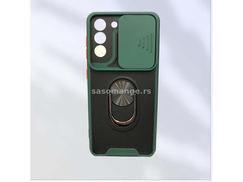 Maska Defender Ring &amp; Camera protection za Samsung S21 zelena