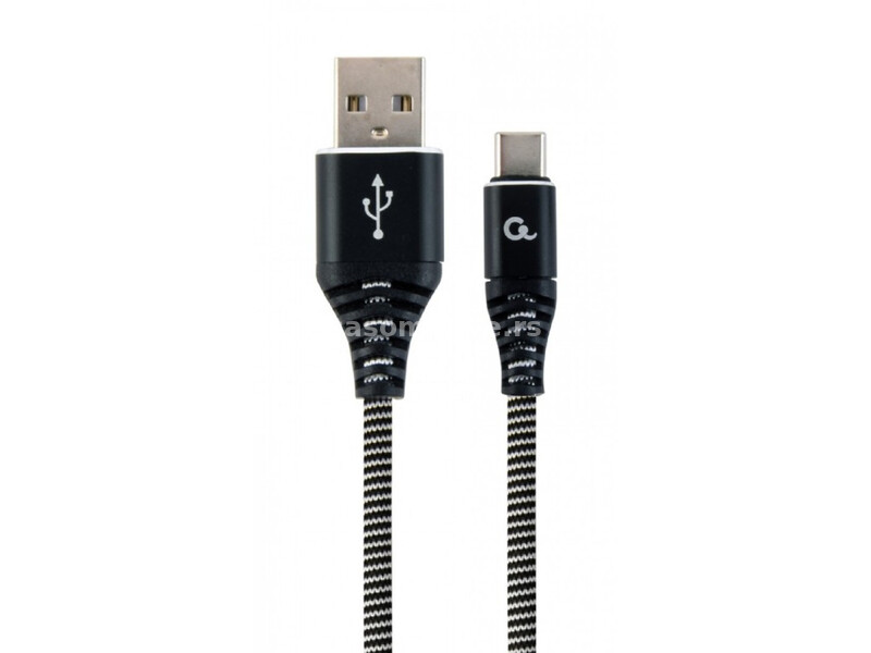 CC-USB2B-AMCM-2M-BW Premium cotton braided Type-C USB charging and data cable