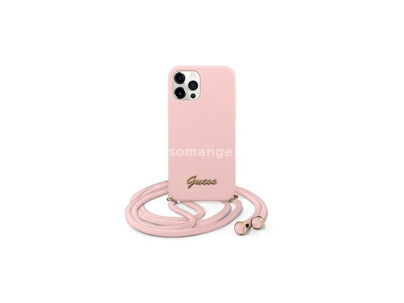 GUESS Futrola za iPhone 12/12 Pro pink Metal Logo Cord