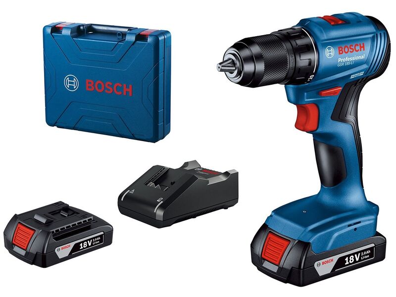 Bosch GSR 185-Li Akumulatorska bušilica - odvrtač 18V, 2x2,0 Ah + kofer 06019K3000