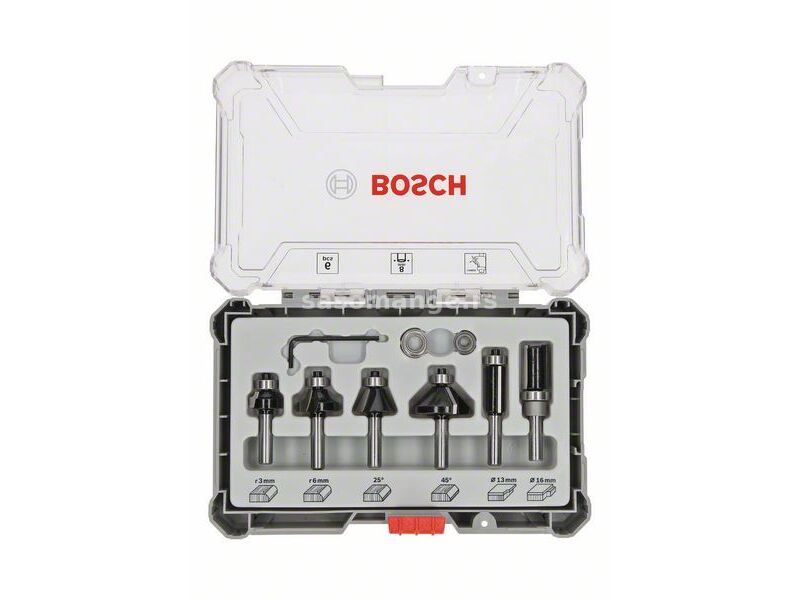 Komplet glodala, 6 komada, Trim&amp;Edging držač od 8 mm Bosch 2607017469, 6-piece Trim i Edging ...