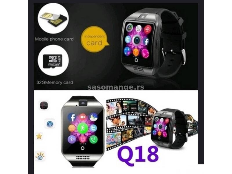 Pametni Sat Q18 smart watch CRNI Telefon Sim Kamera