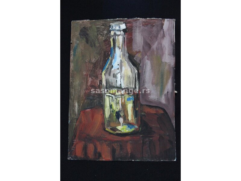 Slika Flaša, Impresionizam, Akril Na Kartonu, 31 x 42