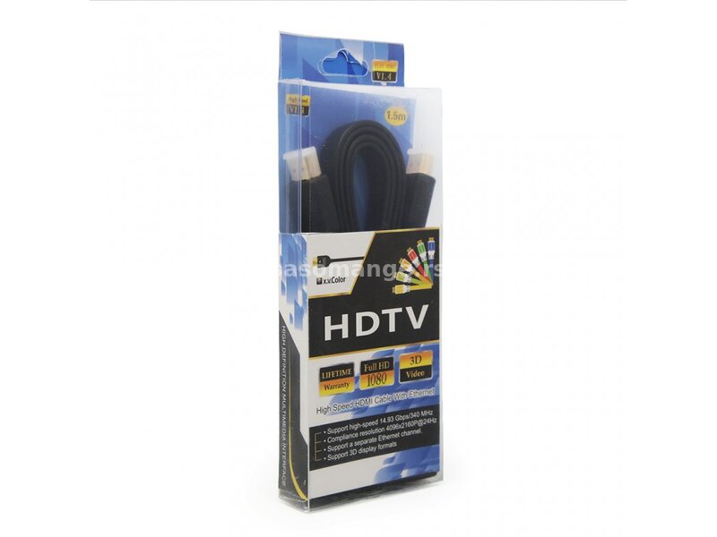 Kabal Flet HDMI na HDMI 1.5m crni