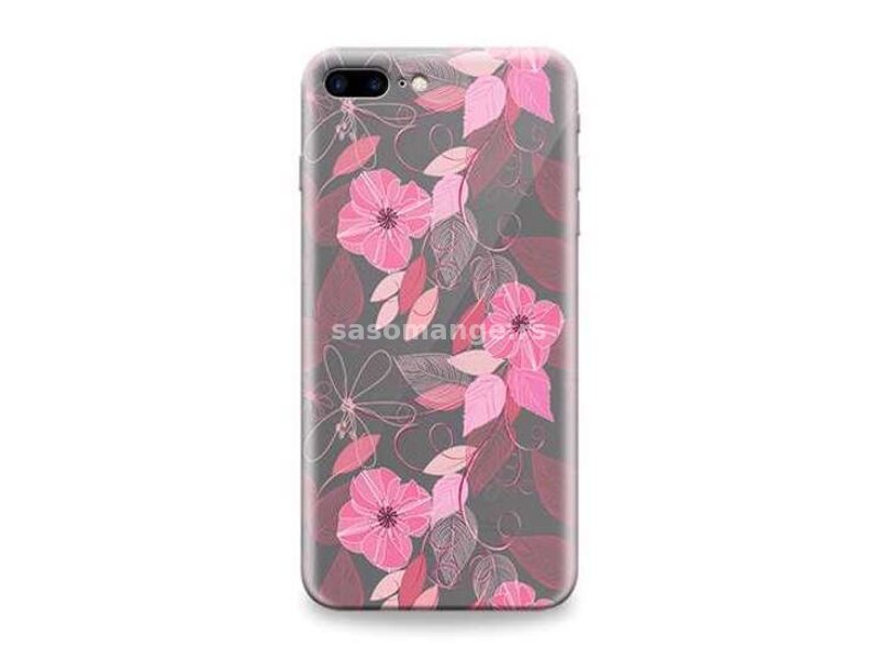 Futrola za iPhone 7 Plus/8 Plus leđa UTPC - pink-crno cveće