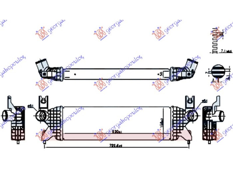 HLADNJAK INTERKULERA 1.0/1.4 TURBO BENZIN (520x160x50) SUZUKI SX4 S-CROSS 13-16