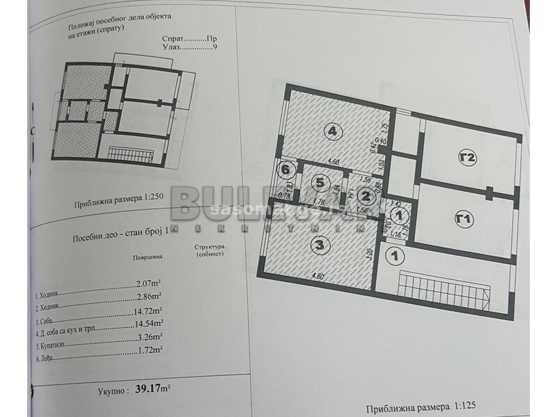 Nov dvosoban stan, prizemlje i deo dvorišta, 39 m2, Durlan