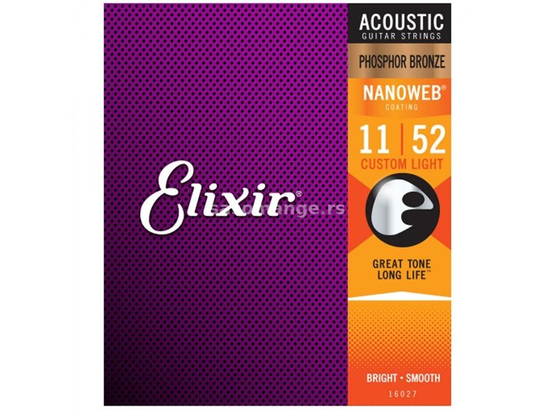 Elixir 16027 Nanoweb žice za akustičnu gitaru 11-52