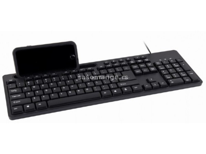 KB-UM-108 Gembird Multimedijalna tastatura US layout black USB sa drzacem za telefon