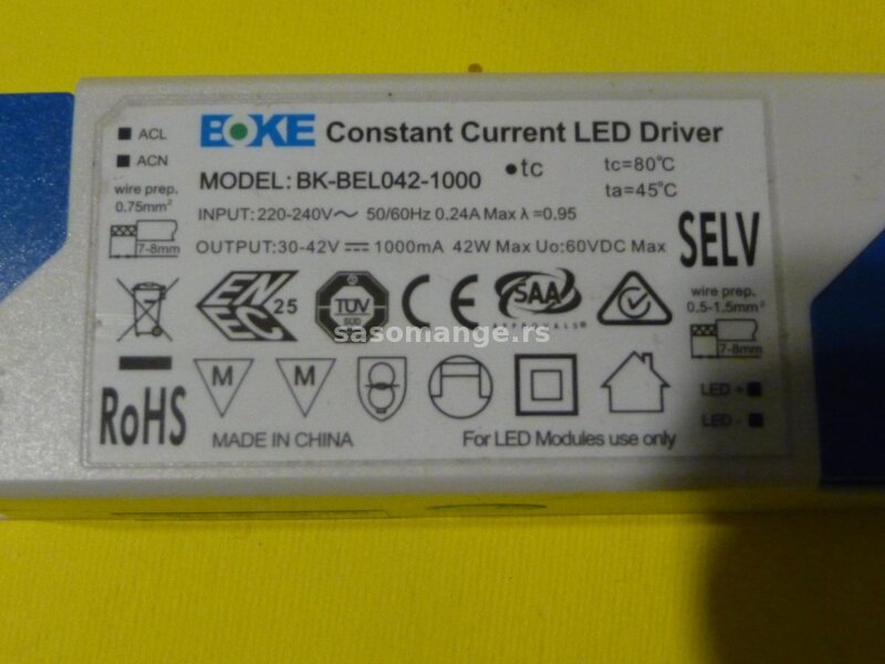 LED drajveri sa konstantnom strujom 1000mA 30-42V 42W
