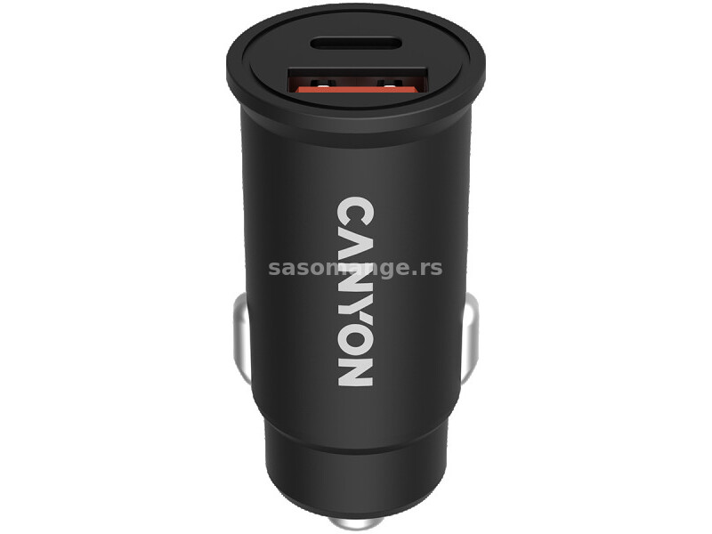 Canyon, PD 30WQC3.0 18W Pocket size car charger with 1-USB A+ 1-USB-C Input: DC12V-24V, Output: ...