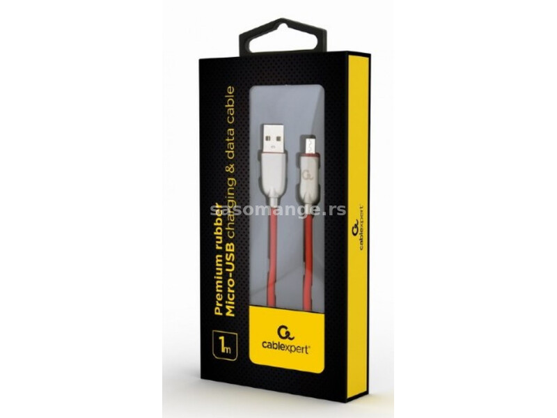 CC-USB2R-AMmBM-1M-R Gembird Premium rubber Micro-USB charging and data cable, 1m, red