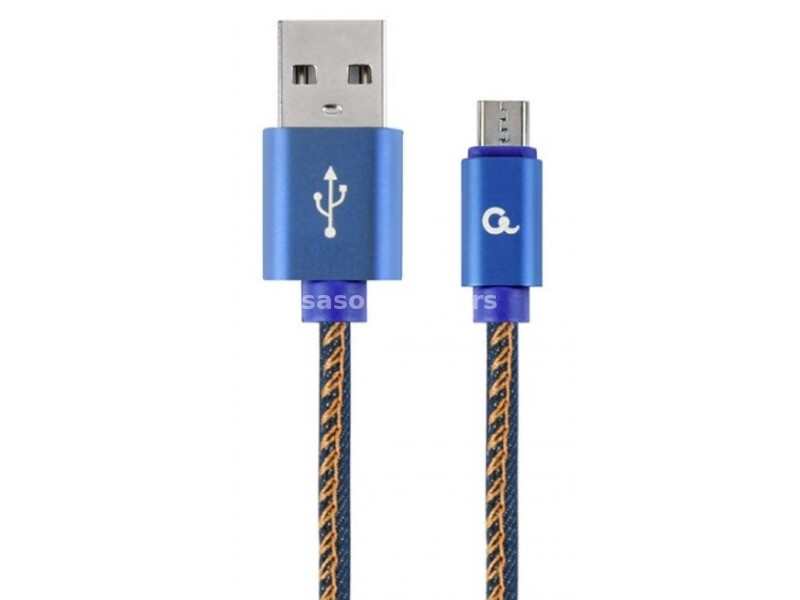 CC-USB2J-AMmBM-2M-BL Gembird Premium jeans (denim) Micro-USB cable with metal connectors, 2 m, blue