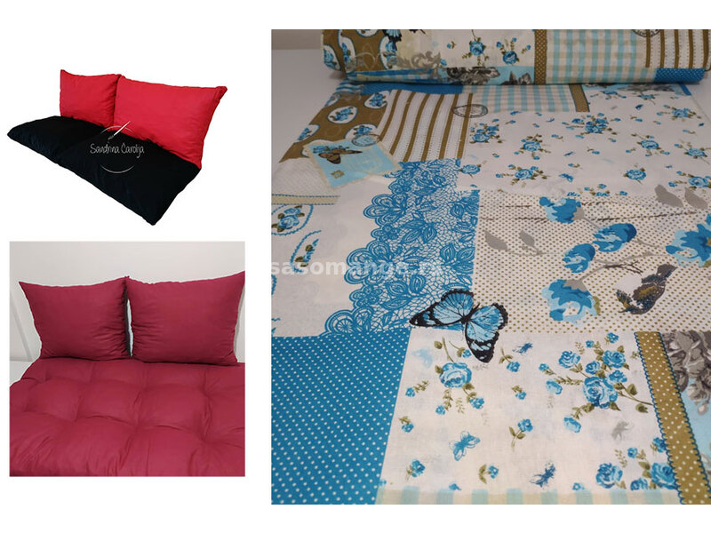 Jastuci za garniture od paleta - 100 x 50 x 50 cm - Blue Patchwork
