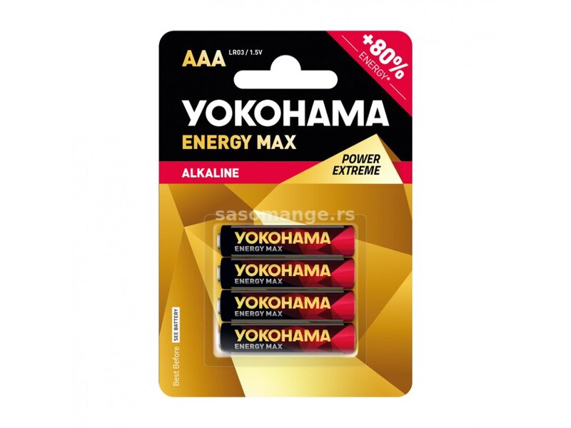 Baterija alkalna Yokohama 1.5V AAA LR03 Energy Max 4BL