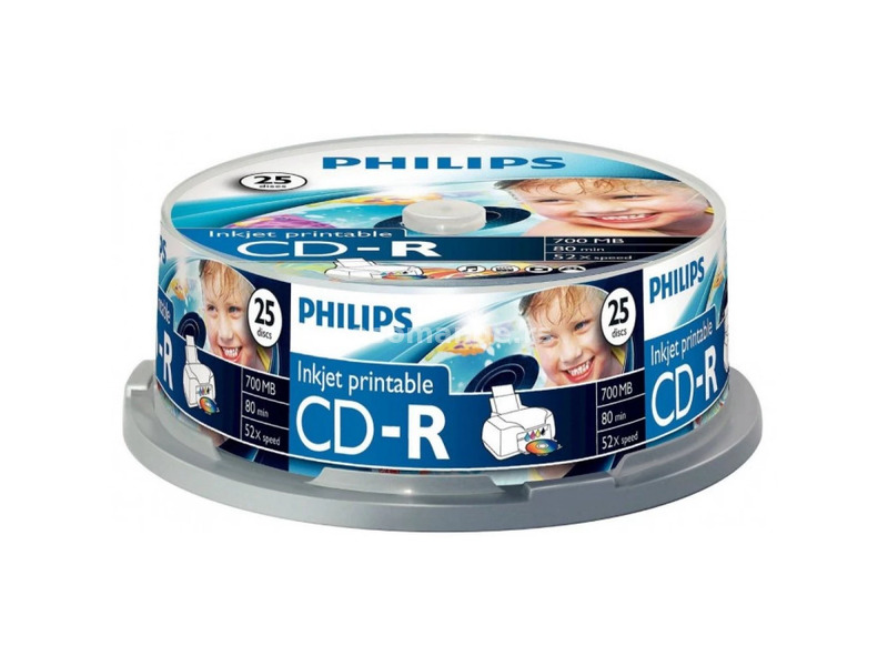 PHILIPS CD-R 52x 25pcs cylindrical printable