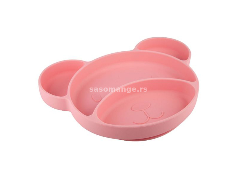Canpol Bebi silikonski tanjir sa pregradama Bear Pink 51/401_pin