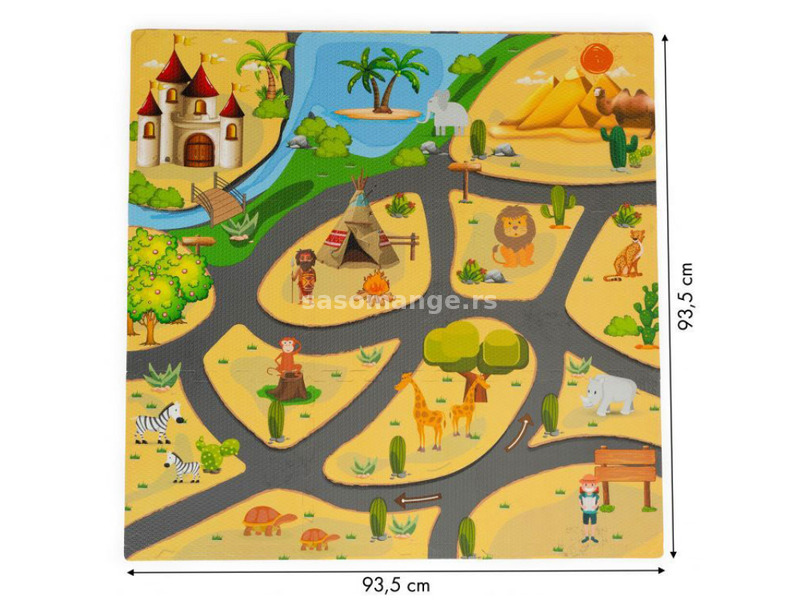 Eco Toys Podloga za igru za decu Safari Puzzle 9 elemenata 93X93cm ECOEVA009