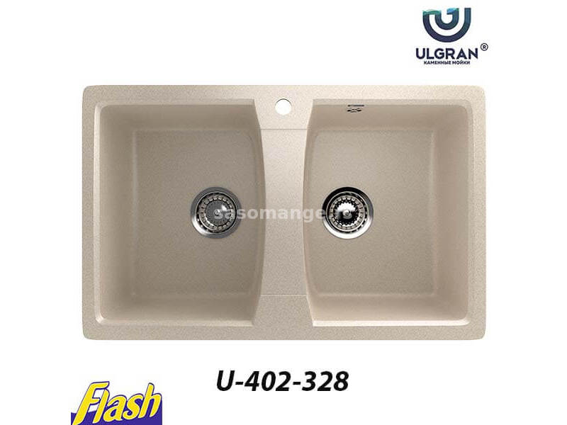 Granitna sudopera usadna kvadratna dupla - ULGRAN - U-402 - (1 boja) 328 - BEŽ
