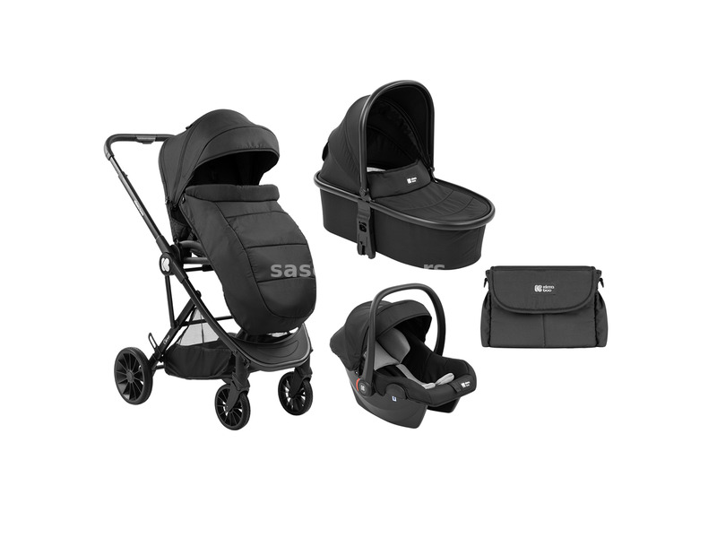 Kikka Boo Kolica za bebe Cherie 3in1 set sa autosedištem i tvrdom korpom Black KKB10185