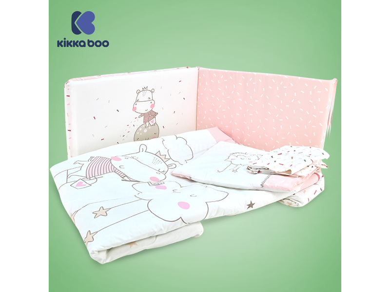 Kikka Boo Posteljina sa ogradicom za bebi krevetac 6 pcs 60x120cm Hippo Dreams KKB60105