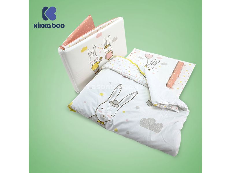 Kikka Boo Posteljina sa ogradicom za bebi krevetac 6 pcs 60x120cm Rabbits in Love KKB61076