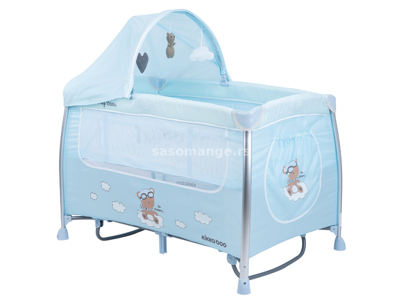 Kikka Boo Prenosivi krevetac za bebe Dreamy Bear Blue 2 nivoa sa funkcijom klackanja KKB60089