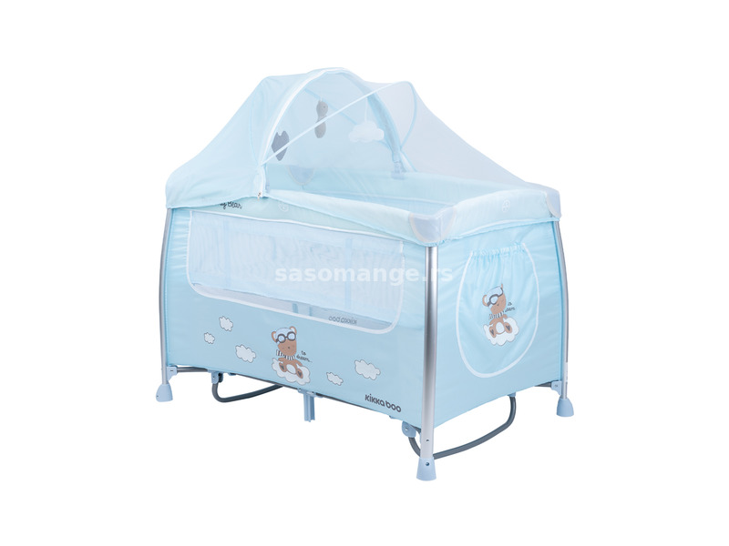 Kikka Boo Prenosivi krevetac za bebe Dreamy Bear Blue 2 nivoa sa funkcijom klackanja KKB60089