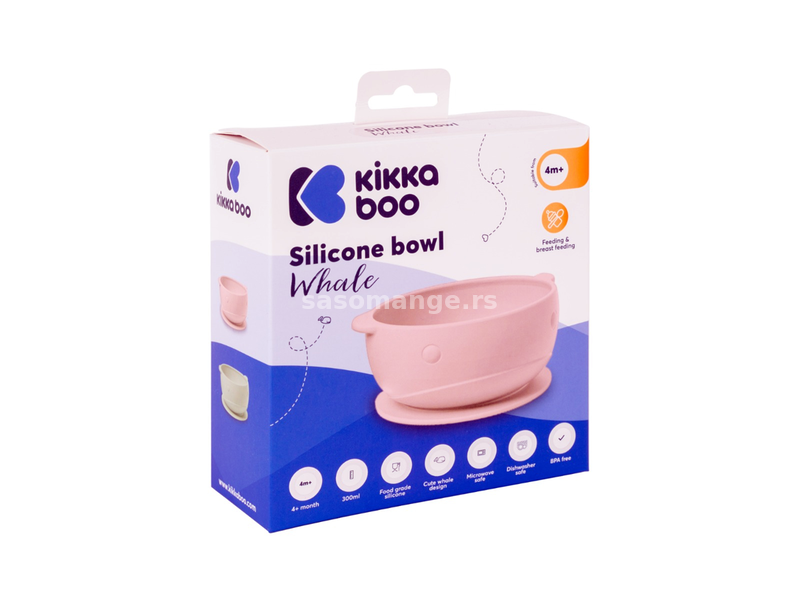 Kikka Boo Silikonska činija za bebe Whale Pink KKB40118
