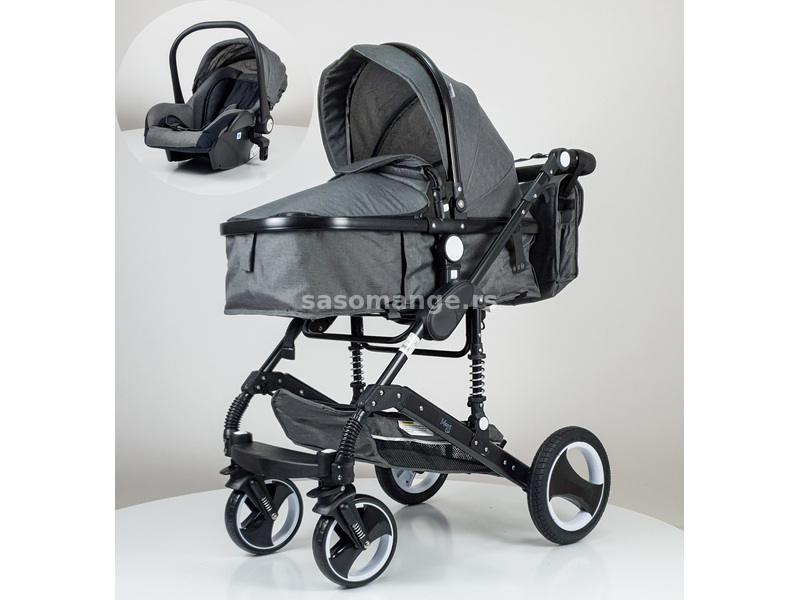 Dečija kolica za bebe MARSI sa auto sedištem (Model 600-1 siva)