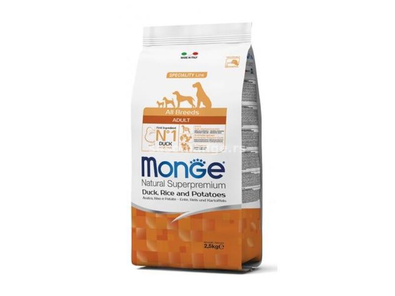 Monge hrana za pse Adult All breeds - Pačetina, pirinač i krompir 2.5kg