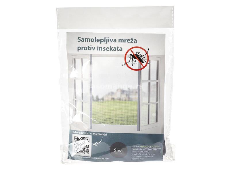 Mreža za prozore samolepljiva - siva / 150×180 cm