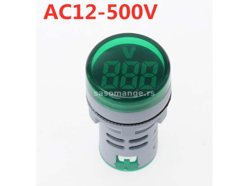 Okrugli voltmetar indikator AC12-500V digitalni Zeleni