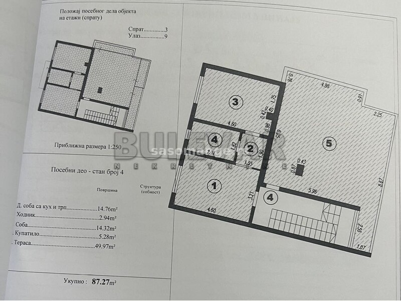 Nov, jednoiposoban stan, 38 m2, sa terasom od 49 m2, III sprat, Durlan