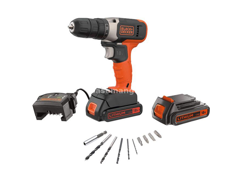 Akumulatorska bušilica/odvijač 18V 2x1 Black+Decker BCD001KBA10