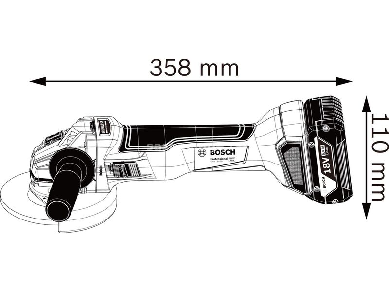 Akumulatorska ugaona brusilica Bosch GWS 18V-10; 2x5,0Ah; L-Boxx; 125mm (06019J4004)