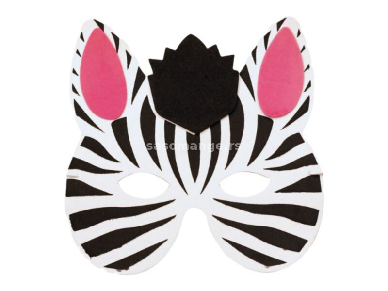 Animal masky, maska od eva pene, zebra, 17.3 x 16.8cm ( 137976 )