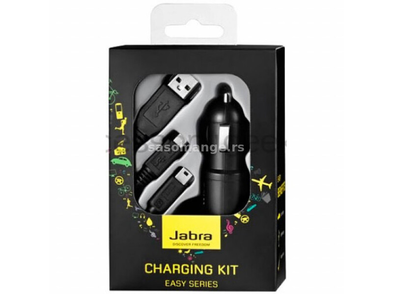 Jabra Car Charger Kit, komplet Mini &amp; Micro USB kablovi 100-65000001-60