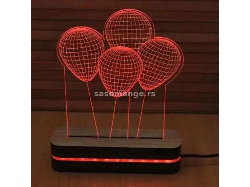 3D dekorativna lampa B001 crvena BLACK CUT