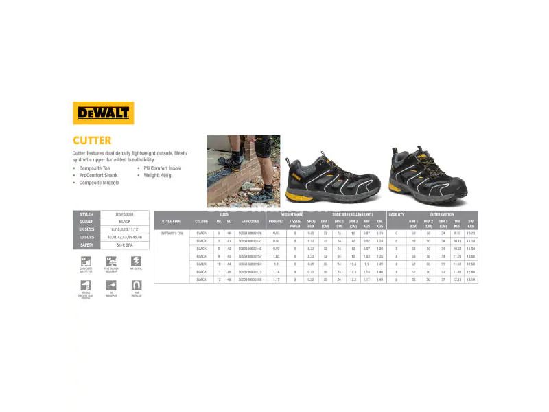 DeWalt DWF50091-126 Cutter plitke radne cipele S1-P SRA zaštita od 42 do 46