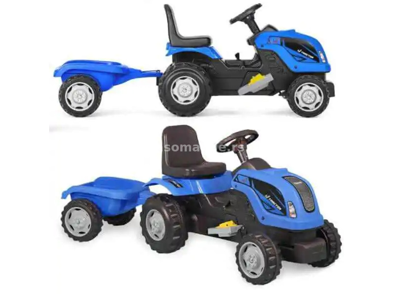 Dečiji traktor sa prikolicom na akumulator 298 plavi