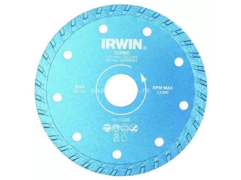 Dijamantska ploča za sečenje cigli, keramike TURBO 125mm/22.22 IRWIN