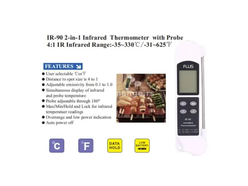 Infracrveni termometar sa sondom FLUS IR 90