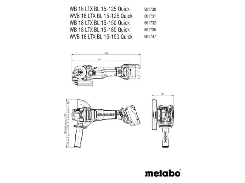 Metabo akumulatorska ugaona brusilica WB 18 LTX BL 15-125 Quick